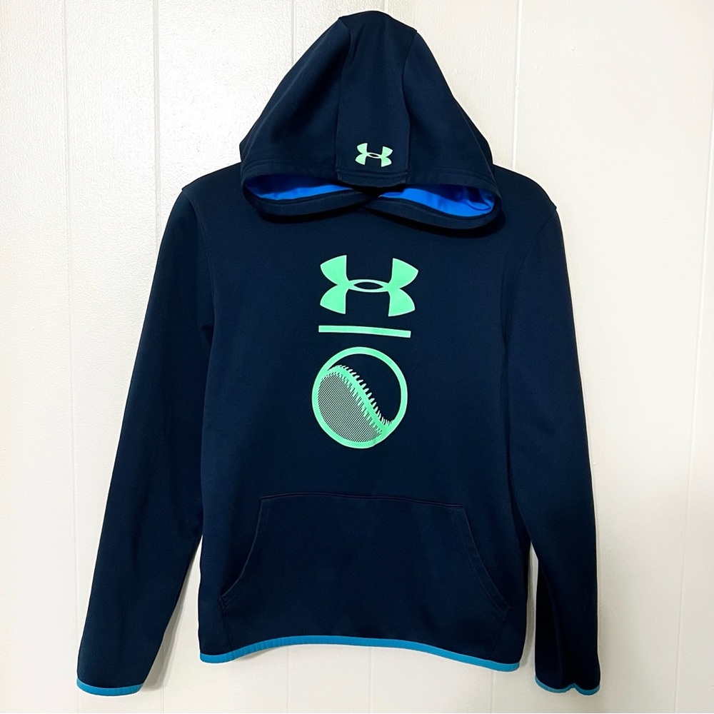 Under Armour Baseball Loose Coldgear Hoodie Sweatshirt Navy Boys Youth XL